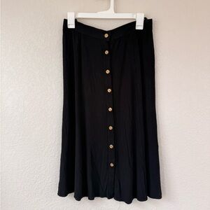 Elegant VTG 80s Black Button-Down Skirt